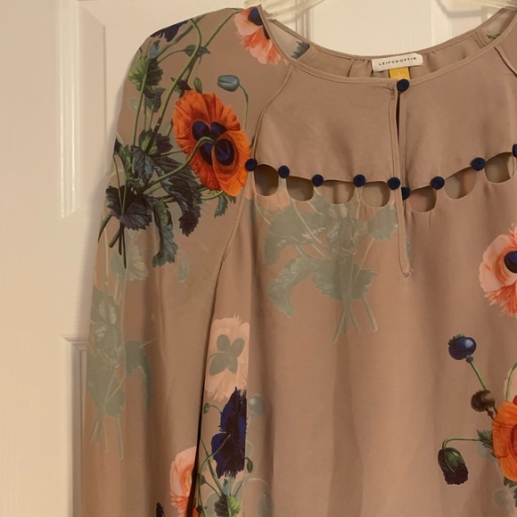 Anthropologie Lefisdottir Ottoman Poppies silk top, 6 - Picture 3 of 7